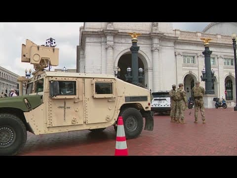 National Guard troops cleaning up trash in DC