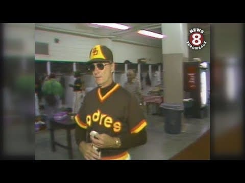 News 8's Ted Leitner hits the road with the San Diego Padres, manager Jerry Coleman in 1980