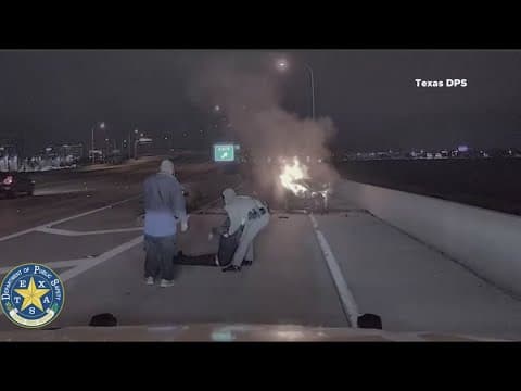 Texas DPS trooper saves man from burning car in North Texas