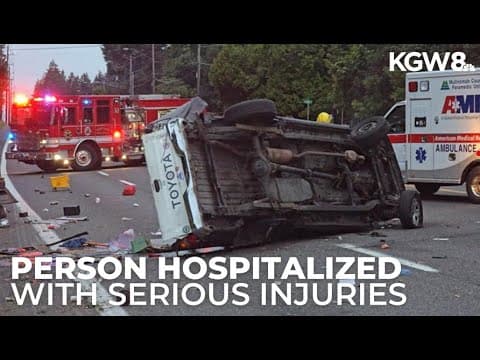 1 person hospitalized after vehicle rolled over in Northeast Portland