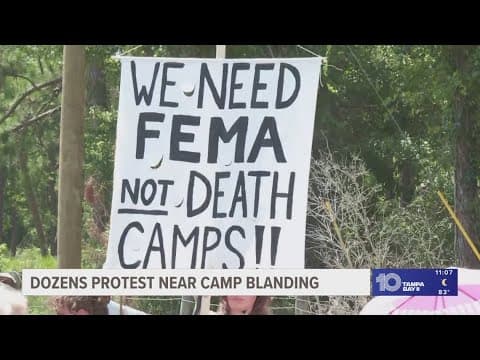 Hundreds gather at Camp Blanding to protest against plans for another immigration detention center