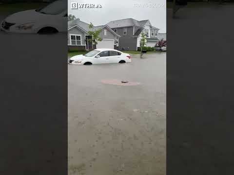 Cicero, Indiana streets flood after downpour #weather #rain #indiana