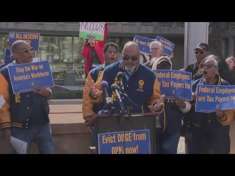Fired federal workers protest outside OPM
