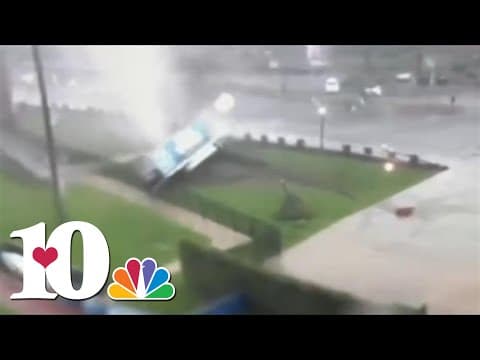 Video shows "possible tornado" tossing MTSU trailer Monday afternoon