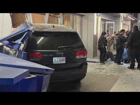 Drivers hits person, car ends up in bank