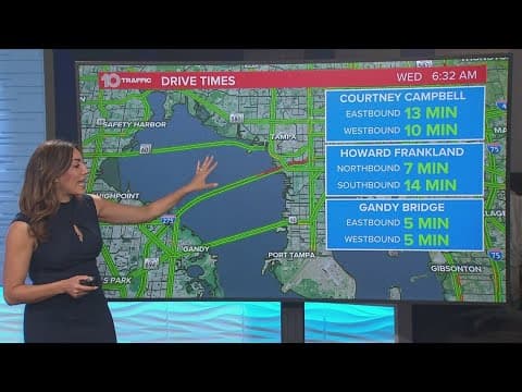 Crash on Howard Frankland Bridge and on Polk Parkway causing slowdowns