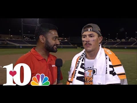 Hunter Ensley speaks after CWS National Championship win