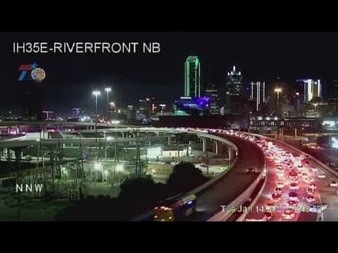 Traffic backed up on I-35E going into downtown Dallas