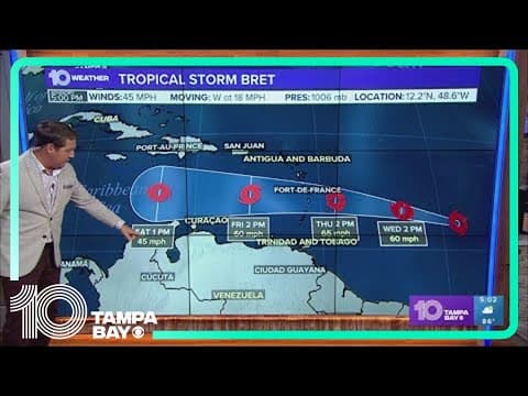 Tracking the Tropics: Tropical Storm Bret tracks toward the Lesser Antilles | 5 p.m. Tuesday