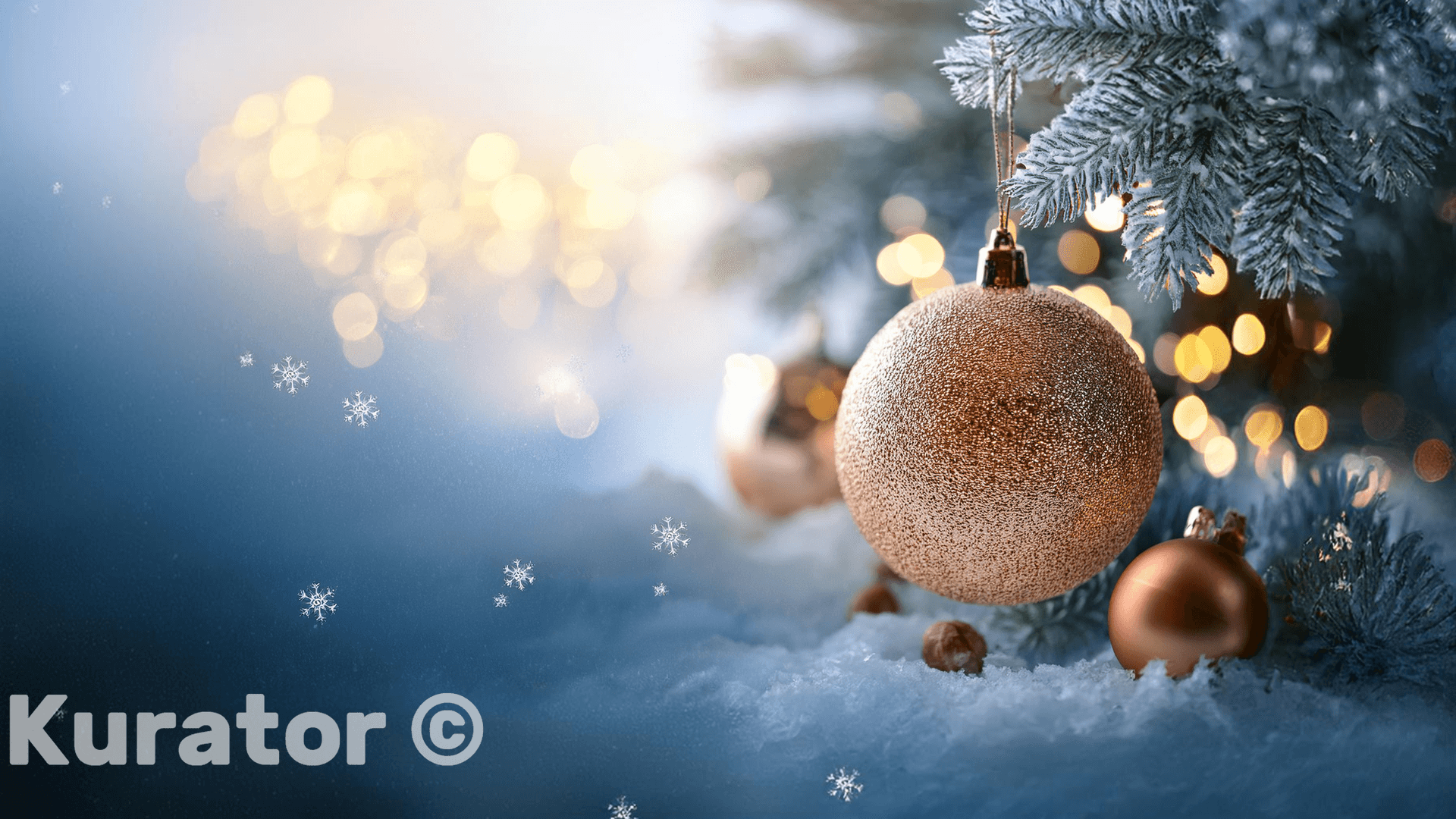 Gold Christmas Ornament with Snowflakes – Winter Holiday Glow